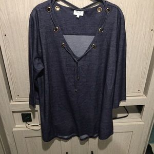 Siren Lily tunic nautical Tie Front Gold Grommets